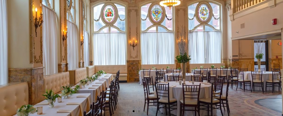Elegant dining setup at The Dorrance in Providence.